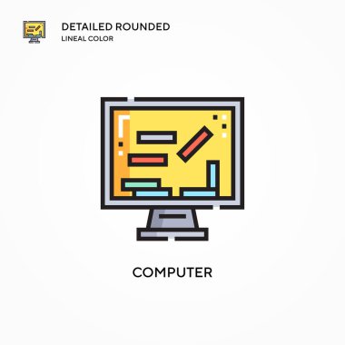 Bilgisayar vektör simgesi. Modern vektör illüstrasyon kavramları. Düzenlemesi ve kişiselleştirmesi kolay.