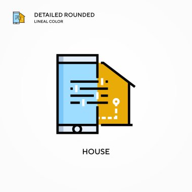 Ev vektör simgesi. Modern vektör illüstrasyon kavramları. Düzenlemesi ve kişiselleştirmesi kolay.