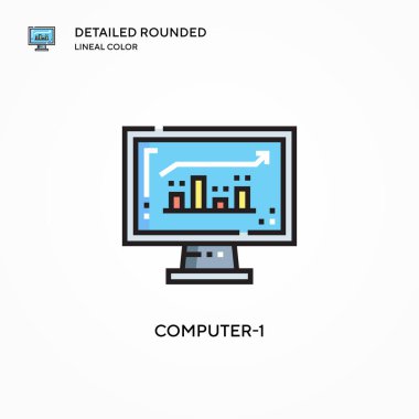 Bilgisayar-1 vektör simgesi. Modern vektör illüstrasyon kavramları. Düzenlemesi ve kişiselleştirmesi kolay.