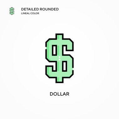Dolar vektör simgesi. Modern vektör illüstrasyon kavramları. Düzenlemesi ve kişiselleştirmesi kolay.