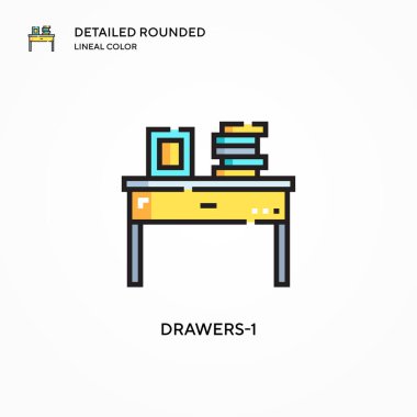 Çekmece-1 vektör simgesi. Modern vektör illüstrasyon kavramları. Düzenlemesi ve kişiselleştirmesi kolay.