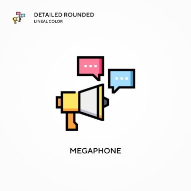 Megafon vektör simgesi. Modern vektör illüstrasyon kavramları. Düzenlemesi ve kişiselleştirmesi kolay.