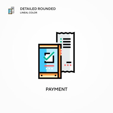 Ödeme vektör simgesi. Modern vektör illüstrasyon kavramları. Düzenlemesi ve kişiselleştirmesi kolay.