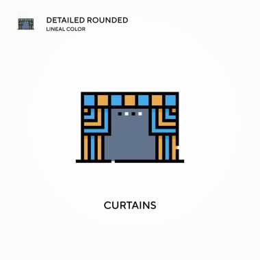Perde vektör simgesi. Modern vektör illüstrasyon kavramları. Düzenlemesi ve kişiselleştirmesi kolay.