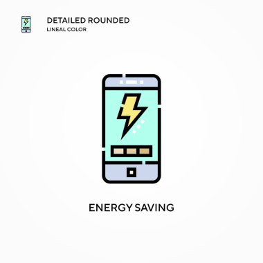 Enerji tasarrufu vektör simgesi. Modern vektör illüstrasyon kavramları. Düzenlemesi ve kişiselleştirmesi kolay.