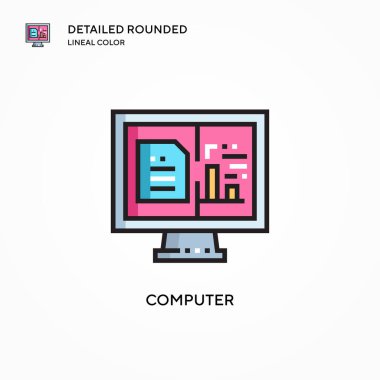 Bilgisayar vektör simgesi. Modern vektör illüstrasyon kavramları. Düzenlemesi ve kişiselleştirmesi kolay.