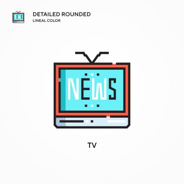 TV vektör simgesi. Modern vektör illüstrasyon kavramları. Düzenlemesi ve kişiselleştirmesi kolay.