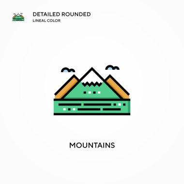 Dağlar vektör simgesi. Modern vektör illüstrasyon kavramları. Düzenlemesi ve kişiselleştirmesi kolay.