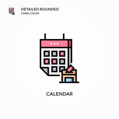 Takvim vektör simgesi. Modern vektör illüstrasyon kavramları. Düzenlemesi ve kişiselleştirmesi kolay.