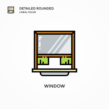 Pencere vektör simgesi. Modern vektör illüstrasyon kavramları. Düzenlemesi ve kişiselleştirmesi kolay.