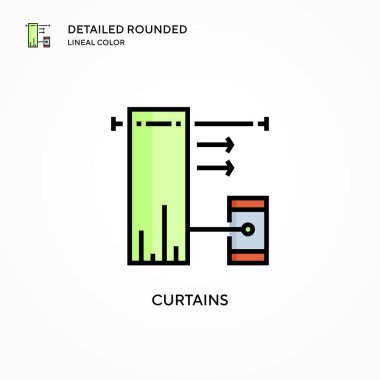 Perde vektör simgesi. Modern vektör illüstrasyon kavramları. Düzenlemesi ve kişiselleştirmesi kolay.