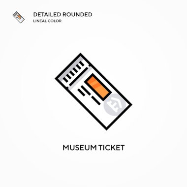 Müze bileti vektör simgesi. Modern vektör illüstrasyon kavramları. Düzenlemesi ve kişiselleştirmesi kolay.