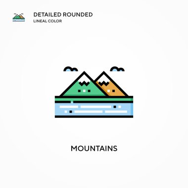 Dağlar vektör simgesi. Modern vektör illüstrasyon kavramları. Düzenlemesi ve kişiselleştirmesi kolay.