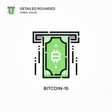 Bitcoin-15 vektör simgesi. Modern vektör illüstrasyon kavramları. Düzenlemesi ve kişiselleştirmesi kolay.