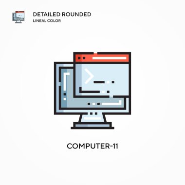 Bilgisayar-11 vektör simgesi. Modern vektör illüstrasyon kavramları. Düzenlemesi ve kişiselleştirmesi kolay.