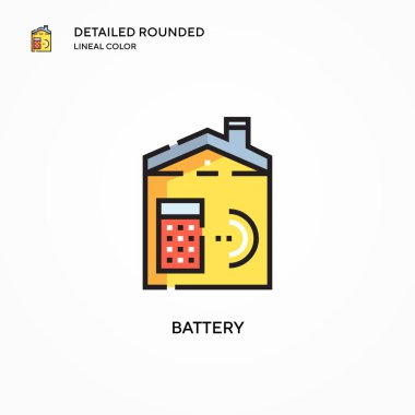 Batarya vektör simgesi. Modern vektör illüstrasyon kavramları. Düzenlemesi ve kişiselleştirmesi kolay.