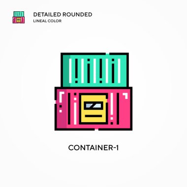 Konteyner-1 vektör simgesi. Modern vektör illüstrasyon kavramları. Düzenlemesi ve kişiselleştirmesi kolay.