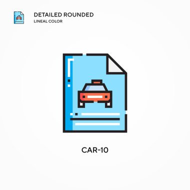 Araç 10 vektör simgesi. Modern vektör illüstrasyon kavramları. Düzenlemesi ve kişiselleştirmesi kolay.