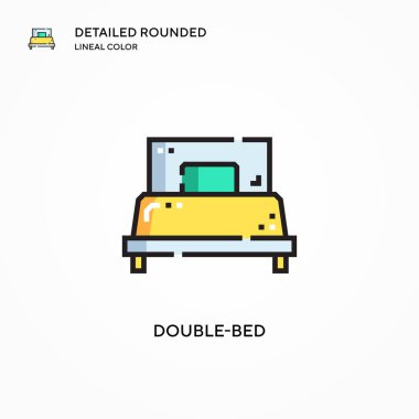 Çift yataklı vektör ikonu. Modern vektör illüstrasyon kavramları. Düzenlemesi ve kişiselleştirmesi kolay.