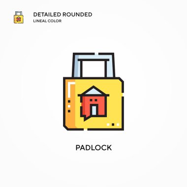 Asma kilit vektör simgesi. Modern vektör illüstrasyon kavramları. Düzenlemesi ve kişiselleştirmesi kolay.