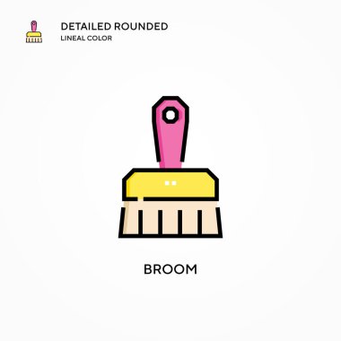 Süpürge vektör simgesi. Modern vektör illüstrasyon kavramları. Düzenlemesi ve kişiselleştirmesi kolay.