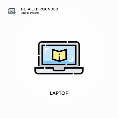 Laptop vektör simgesi. Modern vektör illüstrasyon kavramları. Düzenlemesi ve kişiselleştirmesi kolay.