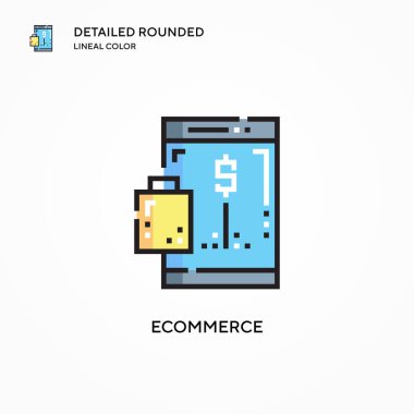 Ticaret vektör simgesi. Modern vektör illüstrasyon kavramları. Düzenlemesi ve kişiselleştirmesi kolay.
