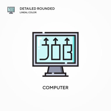 Bilgisayar vektör simgesi. Modern vektör illüstrasyon kavramları. Düzenlemesi ve kişiselleştirmesi kolay.