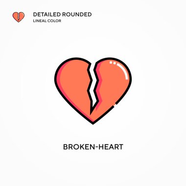 Kırık kalp vektör simgesi. Modern vektör illüstrasyon kavramları. Düzenlemesi ve kişiselleştirmesi kolay.