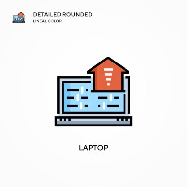 Laptop vektör simgesi. Modern vektör illüstrasyon kavramları. Düzenlemesi ve kişiselleştirmesi kolay.