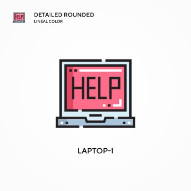 Laptop-1 vektör simgesi. Modern vektör illüstrasyon kavramları. Düzenlemesi ve kişiselleştirmesi kolay.