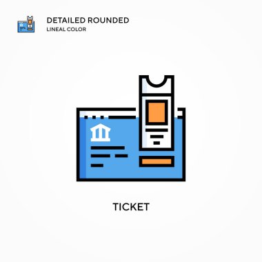 Bilet vektör simgesi. Modern vektör illüstrasyon kavramları. Düzenlemesi ve kişiselleştirmesi kolay.