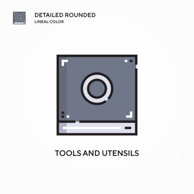 Araçlar ve çatal bıçaklar vektör simgesi. Modern vektör illüstrasyon kavramları. Düzenlemesi ve kişiselleştirmesi kolay.