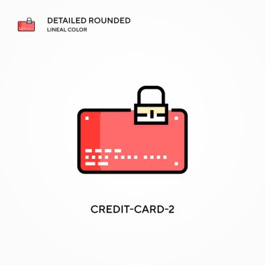 Kredi kartı-2 vektör simgesi. Modern vektör illüstrasyon kavramları. Düzenlemesi ve kişiselleştirmesi kolay.