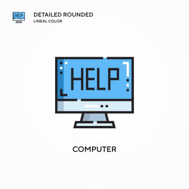 Bilgisayar vektör simgesi. Modern vektör illüstrasyon kavramları. Düzenlemesi ve kişiselleştirmesi kolay.