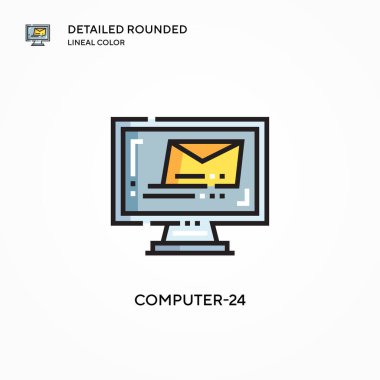 Bilgisayar-24 vektör simgesi. Modern vektör illüstrasyon kavramları. Düzenlemesi ve kişiselleştirmesi kolay.