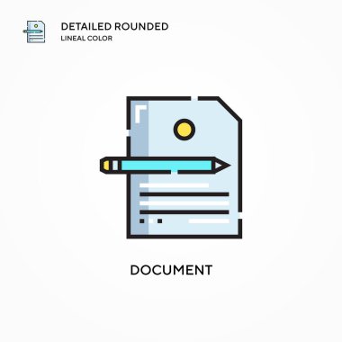 Belge vektör simgesi. Modern vektör illüstrasyon kavramları. Düzenlemesi ve kişiselleştirmesi kolay.