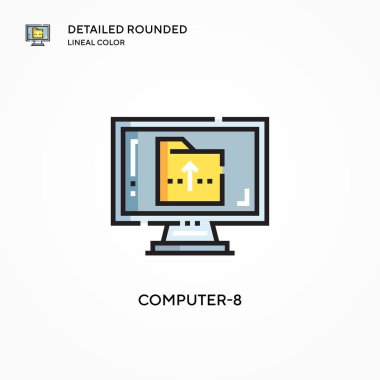Bilgisayar-8 vektör simgesi. Modern vektör illüstrasyon kavramları. Düzenlemesi ve kişiselleştirmesi kolay.