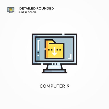 Bilgisayar-9 vektör simgesi. Modern vektör illüstrasyon kavramları. Düzenlemesi ve kişiselleştirmesi kolay.