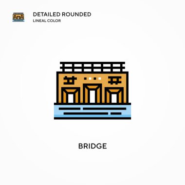 Köprü vektör simgesi. Modern vektör illüstrasyon kavramları. Düzenlemesi ve kişiselleştirmesi kolay.