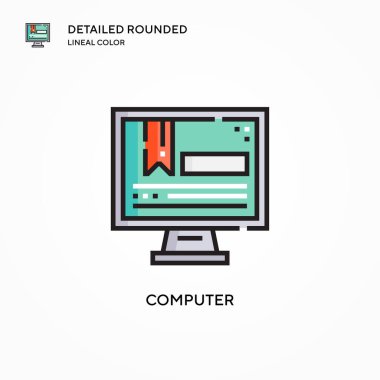 Bilgisayar vektör simgesi. Modern vektör illüstrasyon kavramları. Düzenlemesi ve kişiselleştirmesi kolay.