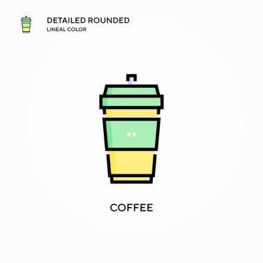 Kahve vektörü ikonu. Modern vektör illüstrasyon kavramları. Düzenlemesi ve kişiselleştirmesi kolay.