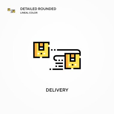 Teslimat vektör simgesi. Modern vektör illüstrasyon kavramları. Düzenlemesi ve kişiselleştirmesi kolay.