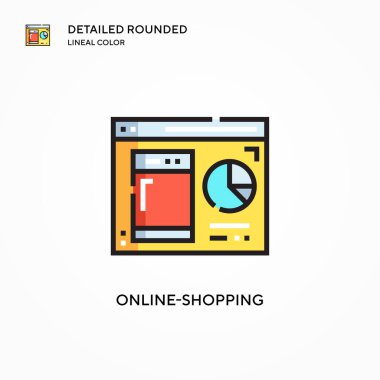 Çevrimiçi alışveriş vektör simgesi. Modern vektör illüstrasyon kavramları. Düzenlemesi ve kişiselleştirmesi kolay.