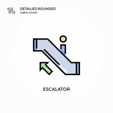 Yürüyen merdiven vektör simgesi. Modern vektör illüstrasyon kavramları. Düzenlemesi ve kişiselleştirmesi kolay.