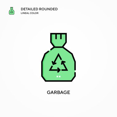 Çöp vektörü simgesi. Modern vektör illüstrasyon kavramları. Düzenlemesi ve kişiselleştirmesi kolay.