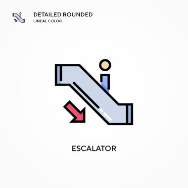 Yürüyen merdiven vektör simgesi. Modern vektör illüstrasyon kavramları. Düzenlemesi ve kişiselleştirmesi kolay.