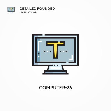 Bilgisayar-26 vektör simgesi. Modern vektör illüstrasyon kavramları. Düzenlemesi ve kişiselleştirmesi kolay.
