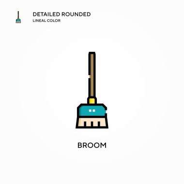 Süpürge vektör simgesi. Modern vektör illüstrasyon kavramları. Düzenlemesi ve kişiselleştirmesi kolay.