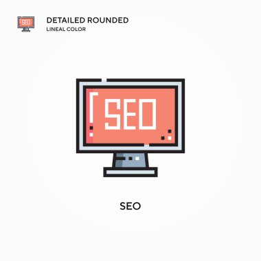 Seo vektör simgesi. Modern vektör illüstrasyon kavramları. Düzenlemesi ve kişiselleştirmesi kolay.